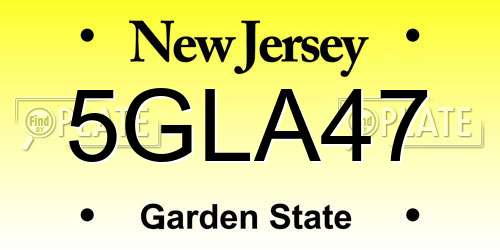 5GLA47 New Jersey License Plate