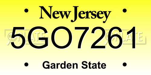 5GO7261 New Jersey License Plate