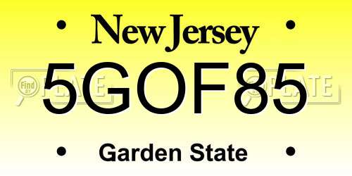 5GOF85 New Jersey License Plate