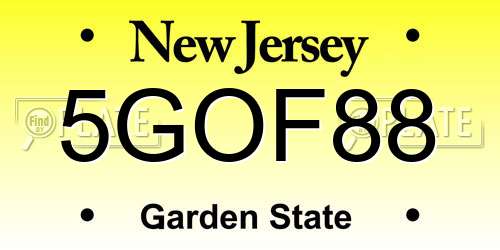 5GOF88 New Jersey License Plate