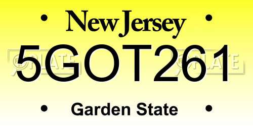 5GOT261 New Jersey License Plate