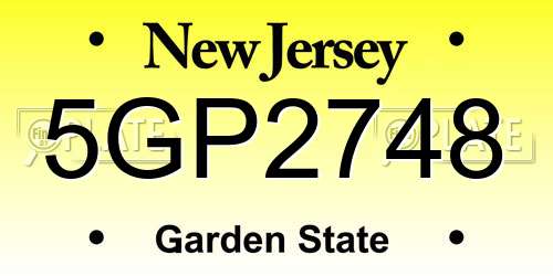 5GP2748 New Jersey License Plate