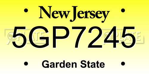 5GP7245 New Jersey License Plate