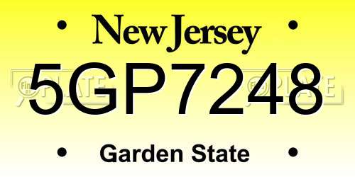 5GP7248 New Jersey License Plate