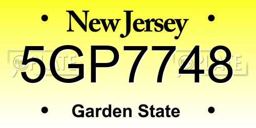 5GP7748 New Jersey License Plate