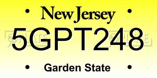 5GPT248 New Jersey License Plate