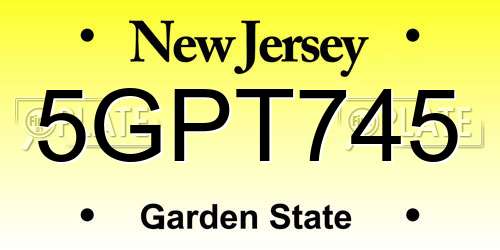5GPT745 New Jersey License Plate