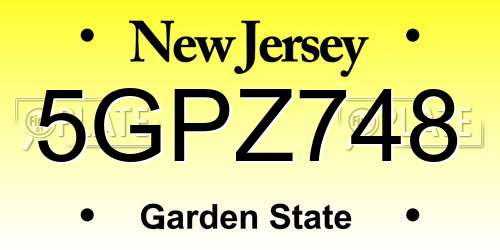 5GPZ748 New Jersey License Plate