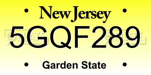5GQF289 New Jersey License Plate
