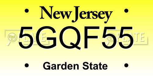 5GQF55 New Jersey License Plate