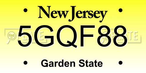 5GQF88 New Jersey License Plate