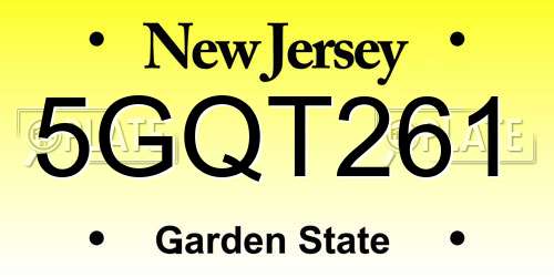 5GQT261 New Jersey License Plate