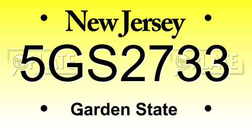 5GS2733 New Jersey License Plate