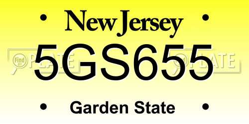 5GS655 New Jersey License Plate