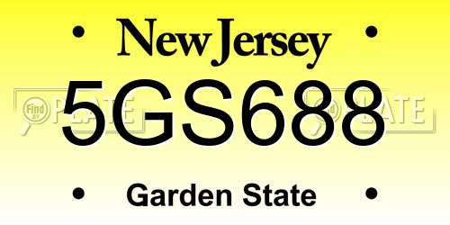 5GS688 New Jersey License Plate