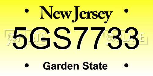 5GS7733 New Jersey License Plate