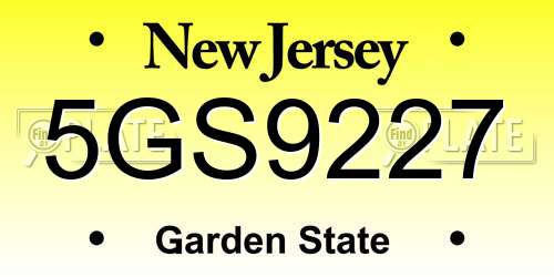 5GS9227 New Jersey License Plate