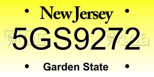 5GS9272 New Jersey License Plate