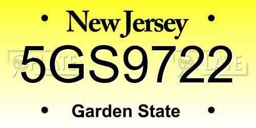 5GS9722 New Jersey License Plate