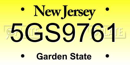 5GS9761 New Jersey License Plate