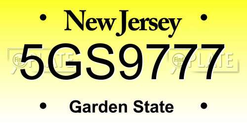 5GS9777 New Jersey License Plate
