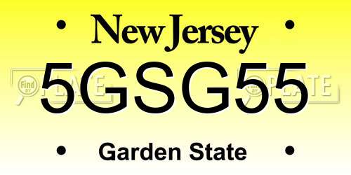 5GSG55 New Jersey License Plate