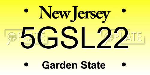 5GSL22 New Jersey License Plate