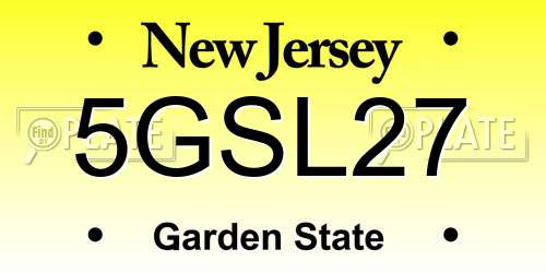 5GSL27 New Jersey License Plate