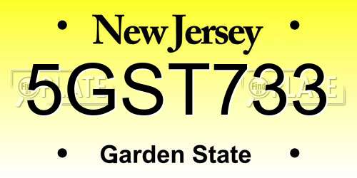 5GST733 New Jersey License Plate