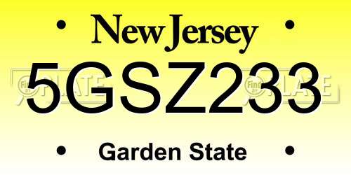 5GSZ233 New Jersey License Plate