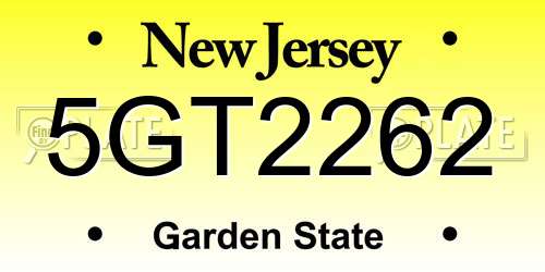 5GT2262 New Jersey License Plate