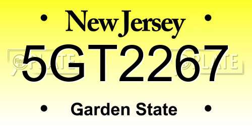 5GT2267 New Jersey License Plate