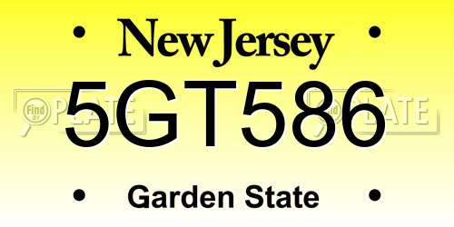 5GT586 New Jersey License Plate