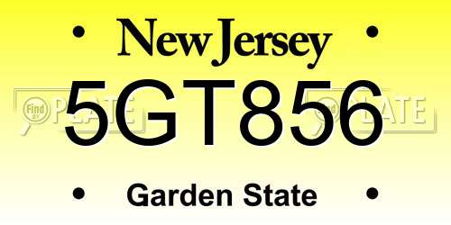 5GT856 New Jersey License Plate