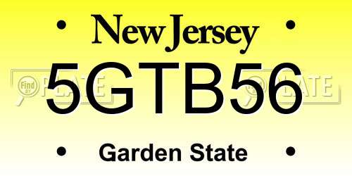 5GTB56 New Jersey License Plate