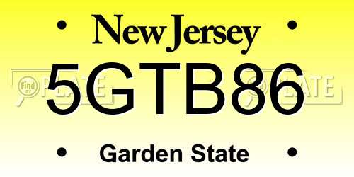 5GTB86 New Jersey License Plate