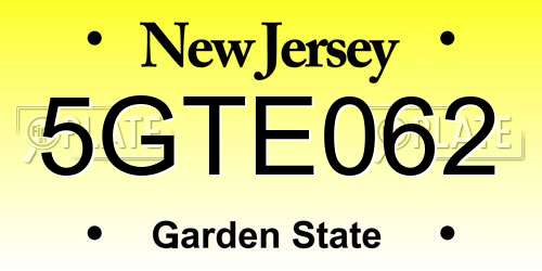 5GTE062 New Jersey License Plate