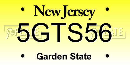 5GTS56 New Jersey License Plate