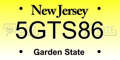 5GTS86 New Jersey License Plate