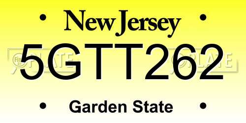 5GTT262 New Jersey License Plate