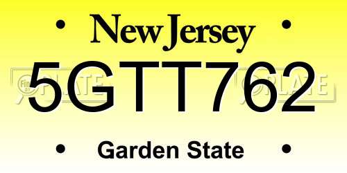 5GTT762 New Jersey License Plate