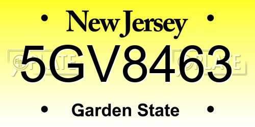 5GV8463 New Jersey License Plate