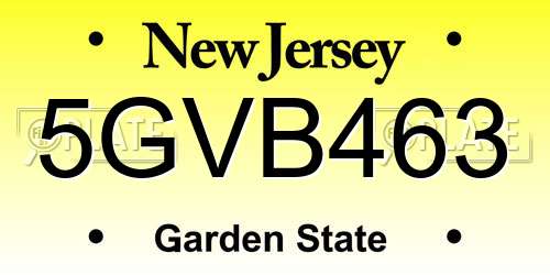 5GVB463 New Jersey License Plate