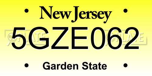 5GZE062 New Jersey License Plate