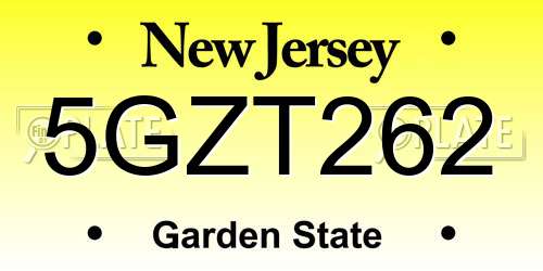 5GZT262 New Jersey License Plate