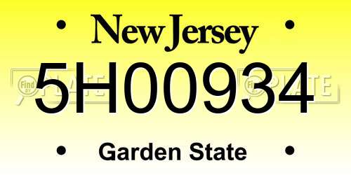 5H00934 New Jersey License Plate