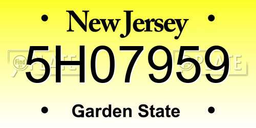 5H07959 New Jersey License Plate