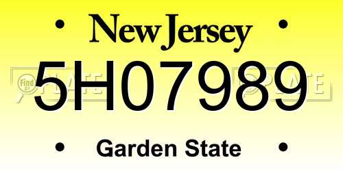 5H07989 New Jersey License Plate