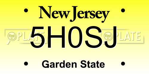 5H0SJ New Jersey License Plate