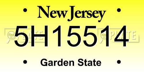 5H15514 New Jersey License Plate